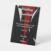 Elegant Modern Gay Men Wedding Red Guestbook