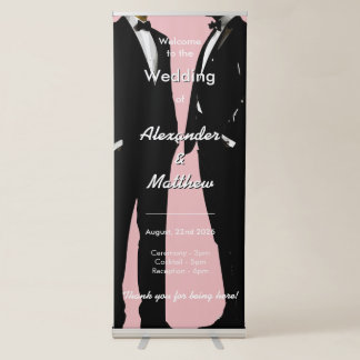 Elegant Modern Gay Men Wedding Retractable Banner