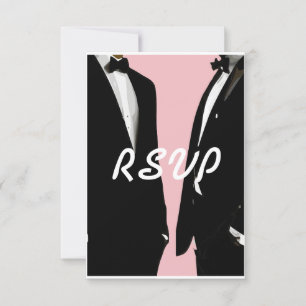 Elegant Modern Gay Men Wedding RSVP Card
