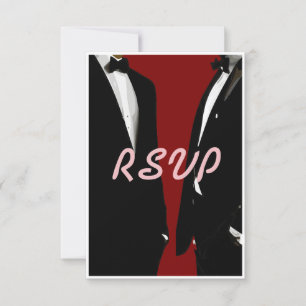 Elegant Modern Gay Men Wedding RSVP Card