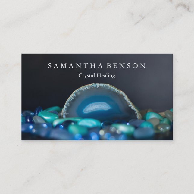 Elegant modern gemstones - crystals healing  business card (Front)