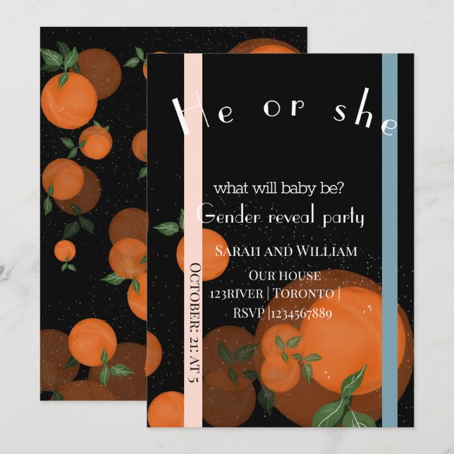 Elegant modern gender reveal  invitation (Front/Back)