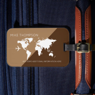 elegant, modern & geometric 2-tone Brown Travel Luggage Tag