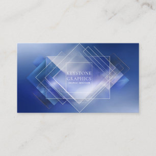 Elegant Modern Geometric Blue & White Diamond Business Card