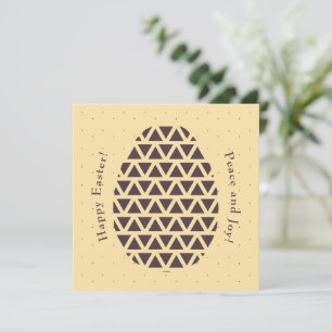 Elegant Modern Geometric Easter Egg Peach Yellow Holiday Card