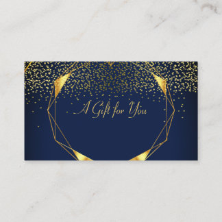 Elegant Modern Geometric Gold Lines, Confetti Blue Discount Card