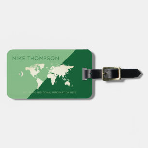 elegant, modern & geometric green travel luggage tag