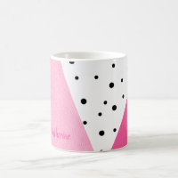 Elegant modern geometric pink leather black dots