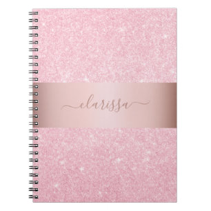 Elegant modern geometric rose gold glitter notebook