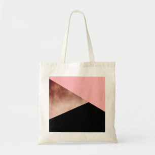 elegant modern geometric rose gold pink black tote bag