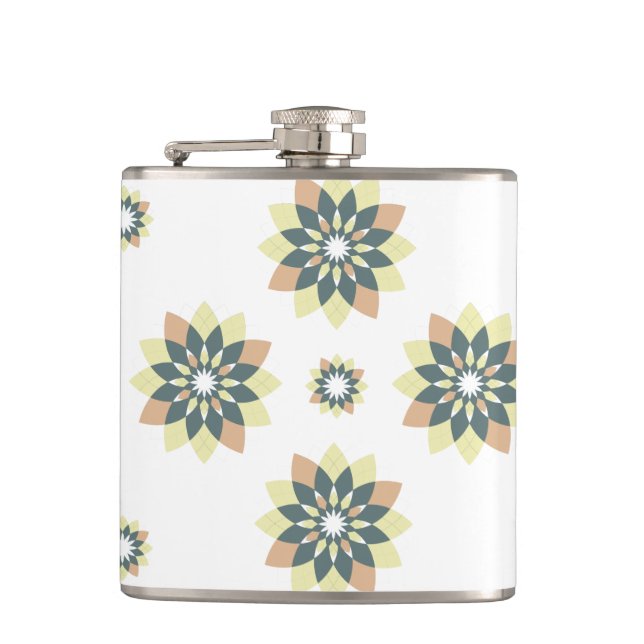 Elegant Modern Geometric Star Bursts Hip Flask (Front)