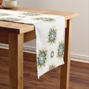 Elegant Modern Geometric Star Bursts Short Table Runner
