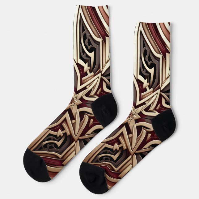 Elegant Modern Geometric Star Patterned Socks (Left)