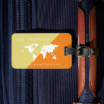 elegant modern geometric world Travel orange Luggage Tag<br><div class="desc">A great design to identify your belongings...  The map of the World in a half yellow / half orange background</div>