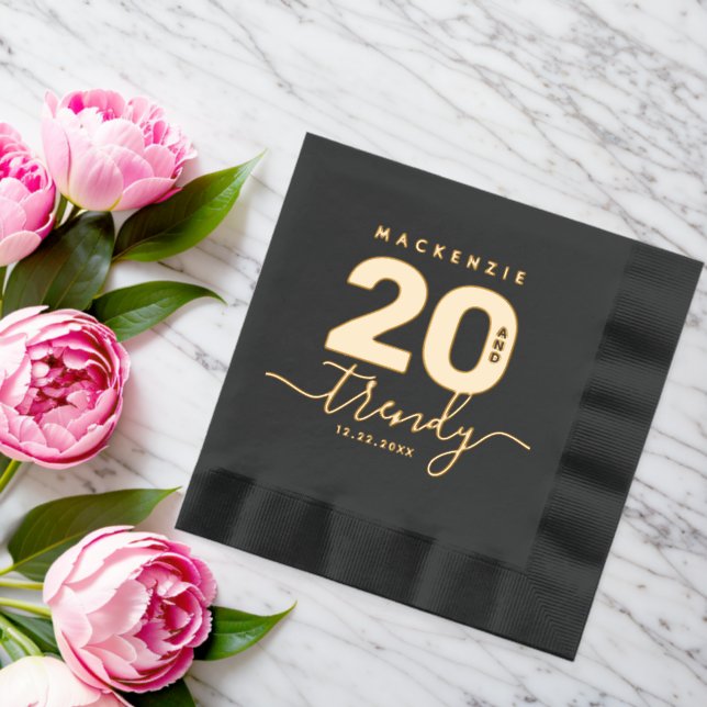 Elegant Modern Girly 20 and Trendy Foil Napkins (Insitu (Wedding))