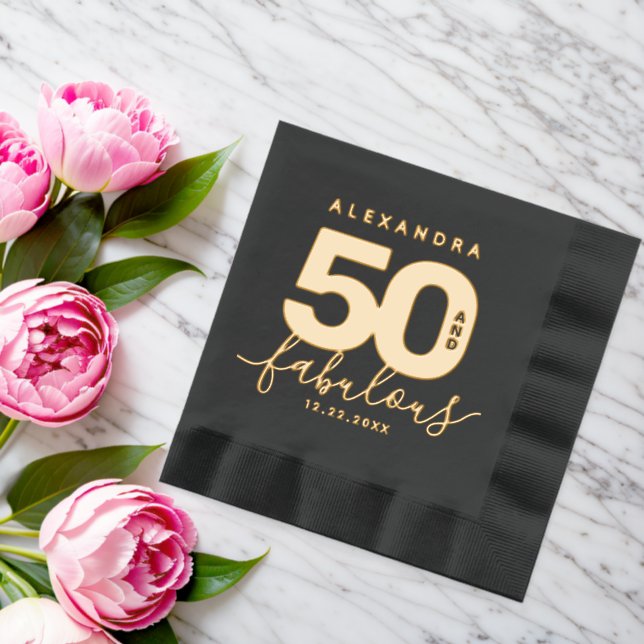 Elegant Modern Girly 50 and Fabulous Foil Napkins (Insitu (Wedding))