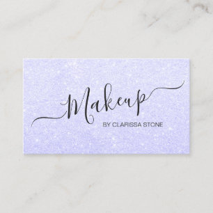 Elegant modern girly blue glitter makeup artist business card