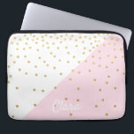 Elegant modern girly faux gold glitter confetti laptop sleeve<br><div class="desc">Chick combination of blush pink colour block and faux gold glitter confetti.</div>