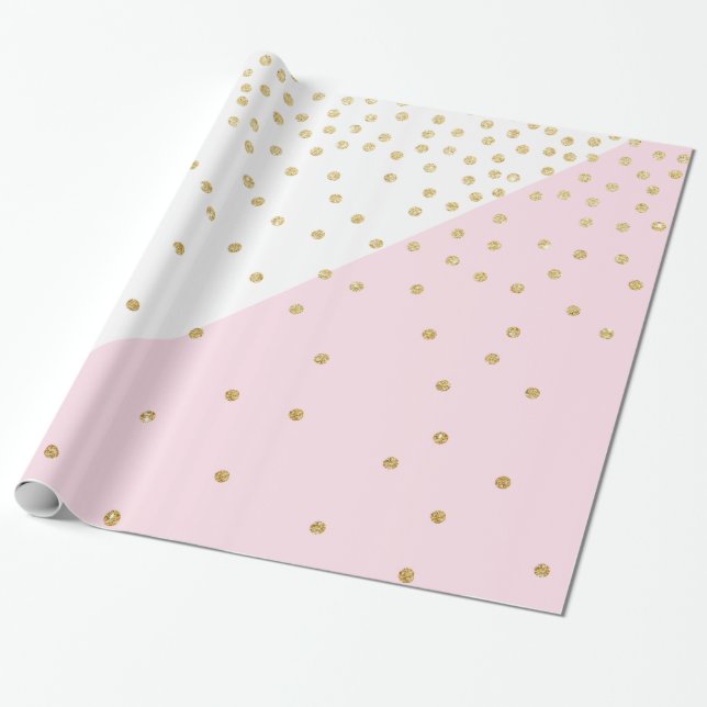 Elegant modern girly faux gold glitter confetti wrapping paper (Unrolled)