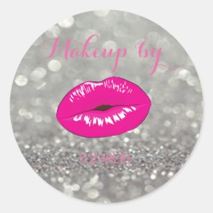Elegant Modern  Girly,Glittery Bokeh ,Lips Classic Round Sticker