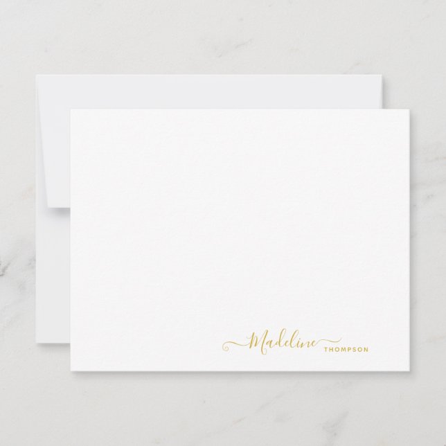 Elegant Modern Girly Script Metallic Gold Card (Front)
