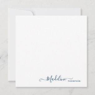 Elegant Modern Girly Script Navy Blue Note Card