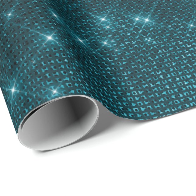 Elegant modern girly stylish blue glitter wrapping paper (Roll Corner)