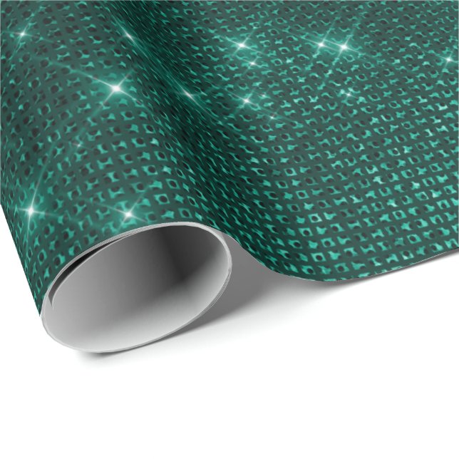 Elegant modern girly stylish teal glitter wrapping paper (Roll Corner)