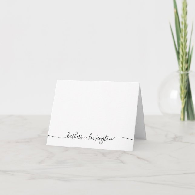 Elegant Modern Girly Swash Script Name Calligraphy Note Card (Front)