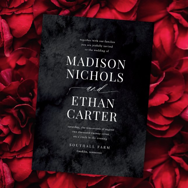 Elegant Modern Glam Black Goth Wedding Invitation (Creator Uploaded)