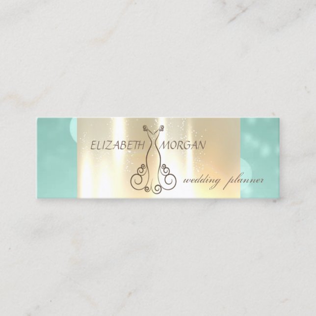 Elegant Modern Glamorouse ,Faux Gold,Bokeh,Dress Mini Business Card (Front)