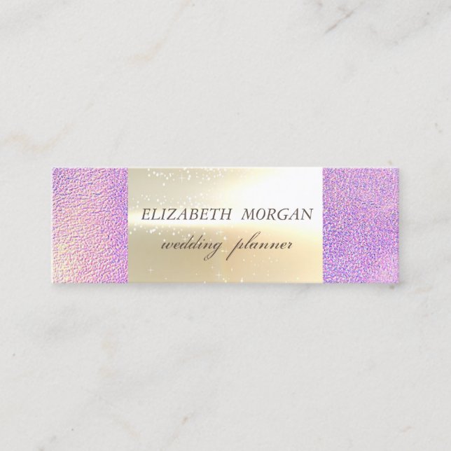 Elegant Modern Glamorouse ,Faux Gold Holographic Mini Business Card (Front)