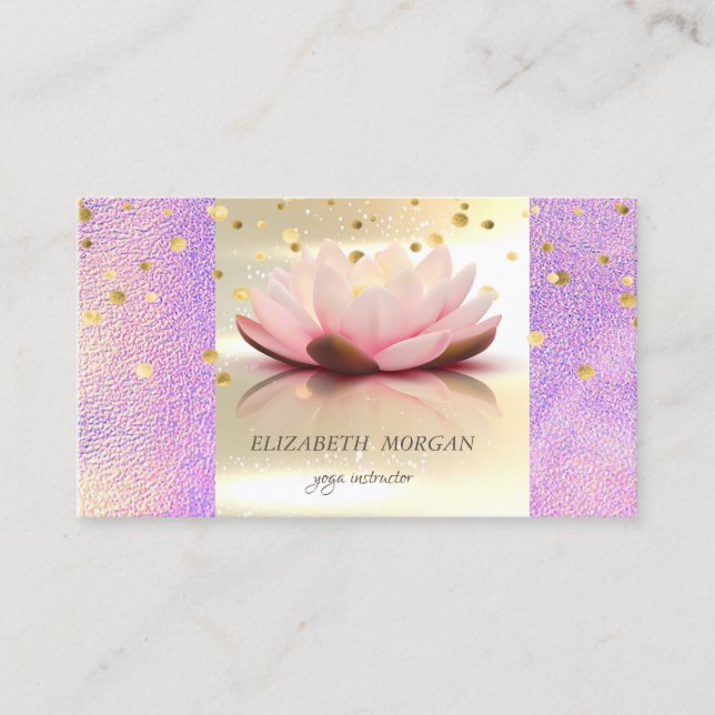 Elegant Modern Glamorouse Gold Holographic Lotus Business Card (Front)