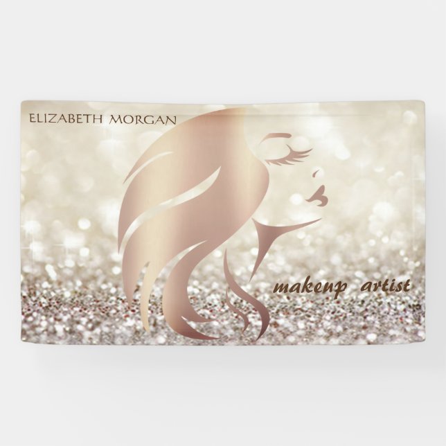 Elegant Modern Glamourous Glitter Face Silhouette Banner (Horizontal)