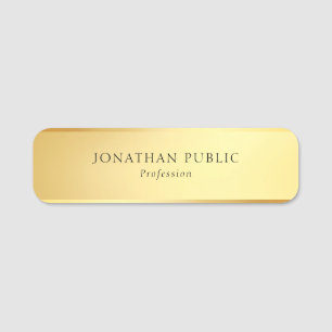 Elegant Modern Glamourous Gold Simple Template Name Tag