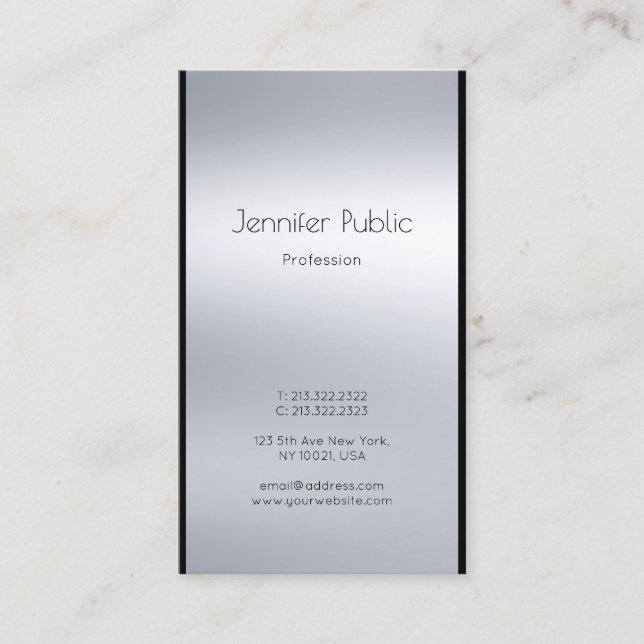 Elegant Modern Glamourous Silver Design Luxury Business Card (Front)