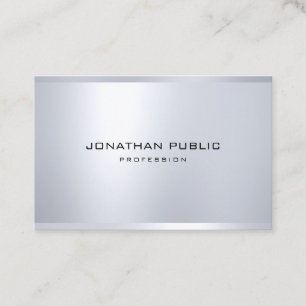 Elegant Modern Glamourous Silver Look Sleek Plain Business Card