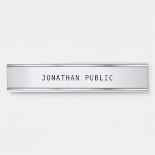Elegant Modern Glamourous Silver Template Simple Door Sign