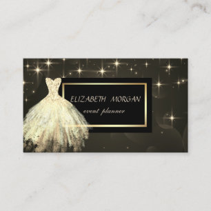 Elegant Modern Glamourous Stars Gold Dress  Business Card