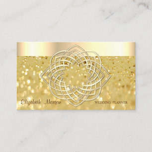 Elegant  Modern,Glitter Bokeh,Faux Gold Border Business Card