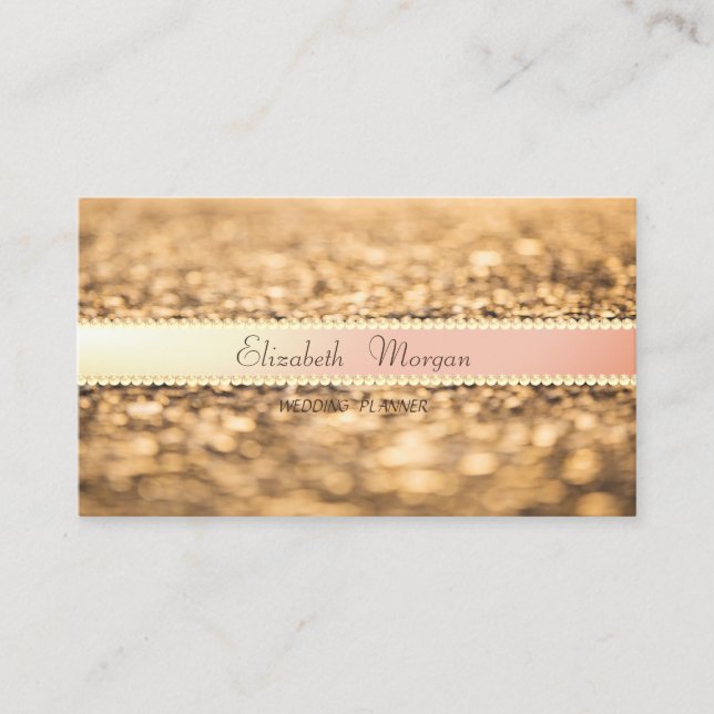 Elegant  Modern Glitter Bokeh,Pearls Business Card (Front)