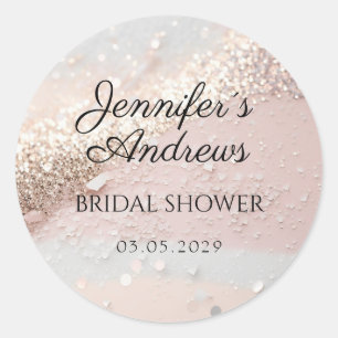 Elegant, modern, Glitter bridal shower Classic Round Sticker