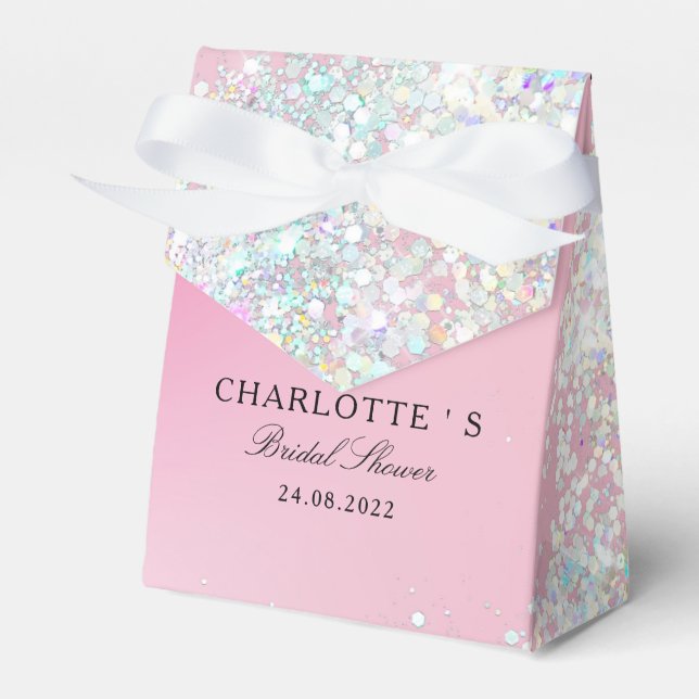 Elegant Modern  Glitter Bridal Shower Geschenkscha Favour Box (Front Side)