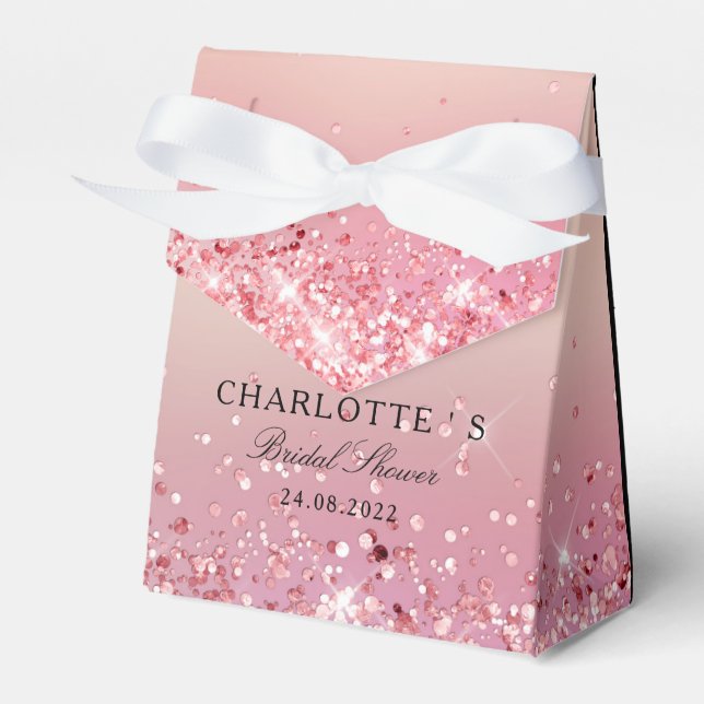 Elegant Modern  Glitter Bridal Shower Geschenkscha Favour Box (Front Side)