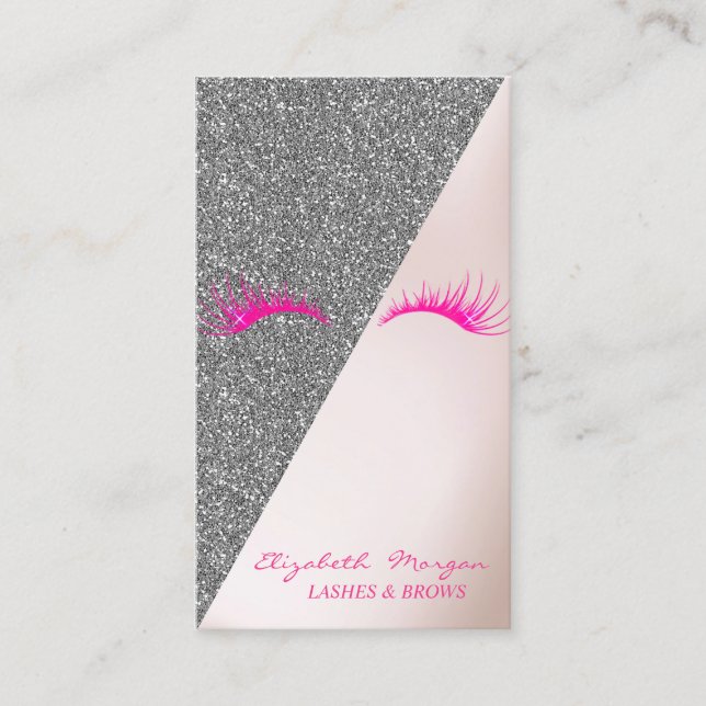 Elegant  Modern Glitter, Faux Lashes Business Card (Front)