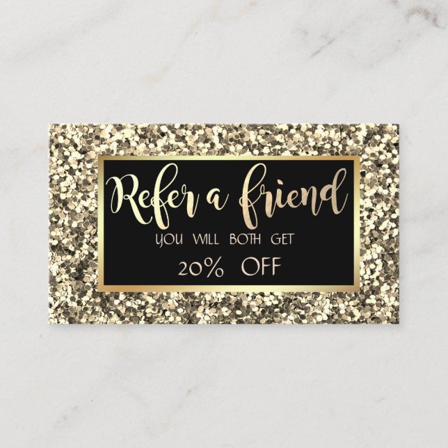 Elegant Modern Glitter Frame   Referral Card (Front)