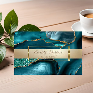 Elegant Modern Glitter,Gold Frame Emerald Green Business Card