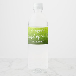 Elegant Modern Glitter Grand Opening Anniversary Water Bottle Label