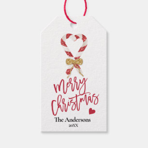 Elegant Modern Glitter Merry Christmas Candy Gift Tags