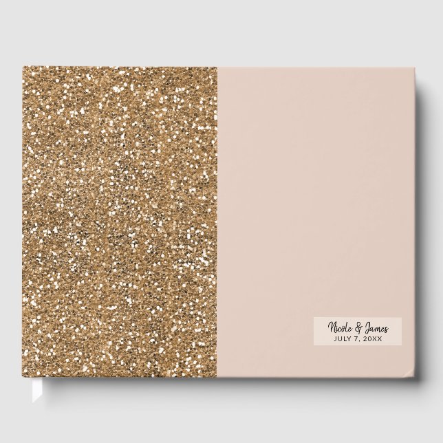 Elegant Modern Glitter Rose Gold Blush Glam Party Guest Book (Front)